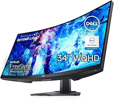 Moniteur de jeu incurvé dell 34 pouces avec taux de rafraîchissement de 144