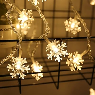 Amerteer guirlande lumineuse de flocons de neige de noël pour l'extérieur, 40 led