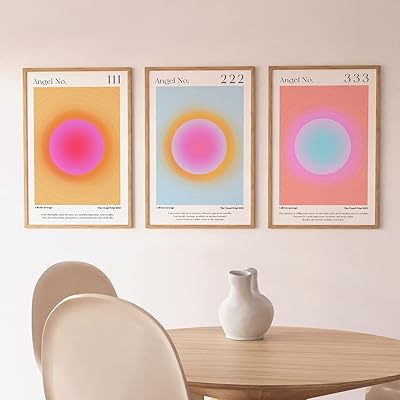 Aura angel numbers ensemble d'affiches de couleurs dégradées pour chambre, citations inspirantes esthétiques