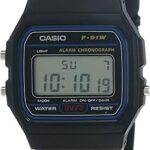 Montre numérique classique f91w-1 pour homme avec écran lcd et alarme chronographe, noir