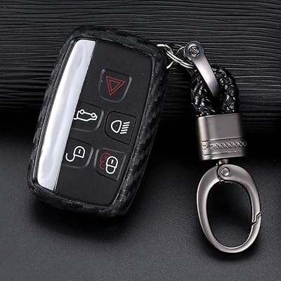 Royalfox smart remote key cover 5 boutons silicone fibre de carbone pour land