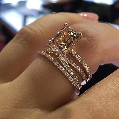 Bague en morganite remplie d'or rose 18 carats pour femmes étincelantes, bague topaze