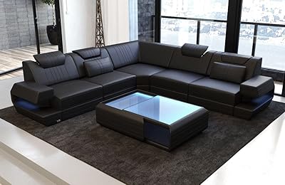 Canapé d'angle en cuir fuji - avec éclairage led, appuis-tête réglables, coin/couleurs de cuir/direction sélectionnables (coin droit, noir). DIAYTAR COTE D'IVOIRE est une boutique en ligne qui propose une large sélection de produits de toutes sortes, allant des produits électroniques aux vêtements et aux accessoires. Elle est connue pour ses prix compétitifs et sa livraison rapide, ce qui en fait la première choix pour les acheteurs en ligne en Côte d'Ivoire. Elle est également réputée pour son service client de haute qualité.