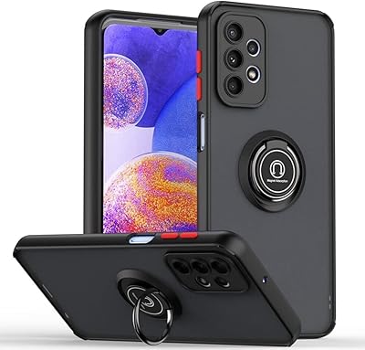Coque samsung galaxy a23, coque arrière rigide résistante aux chocs, mate, anneau