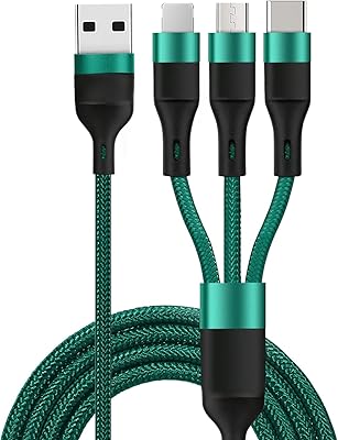 Câble de chargement multiple 3 en 1, 66 w, usb a vers lightning/type c/micro usb, compatible avec iphone, ipad, samsung galaxy, huawei, lg, sony, htc, oneplus (vert). DIAYTAR COTE D'IVOIRE est une boutique en ligne généraliste proposant plus de 300 000 références de produits. Elle est devenue la référence en matière de commerce électronique en Côte d'Ivoire, offrant une large gamme de produits pour répondre à tous les besoins. Les clients peuvent y trouver des produits de qualité à des prix compétitifs.