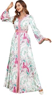 Robe islamique à la mode imprimée ramadan pour femmes, jalabiya arabe islamique, vêtements