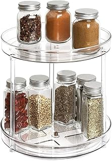 Organisateur de table rotatif lazy susan à 2 niveaux nano, organisateur d'armoire rotatif