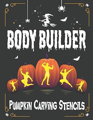 Pochoirs de sculpture de citrouille body builder : des motifs d'halloween amusants