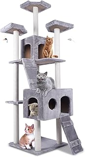 Sabo grand arbre à chat à plusieurs niveaux, tour de meubles pour chat avec griffoirs recouverts de sisal, tour d'activité pour chat, 2 perchoirs, 3 perchoirs en peluche, maisonnette pour chaton (184 x 55 x 50 cm, gris). La boutique en ligne DIAYTAR COTE D'IVOIRE propose une large gamme de produits, allant de l'électronique à la mode, en passant par les produits alimentaires et les accessoires de maison. Les clients peuvent choisir parmi une grande variété de marques et de produits pour répondre à leurs besoins et à leurs goûts. La boutique est équipée d'un système de recherche pour faciliter la navigation et la recherche de produits.