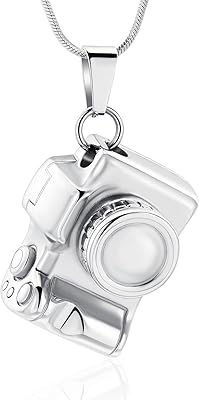 Bijoux de cendres d'appareil photo, pendentif d'urne en acier inoxydable pour cendres, pendentif