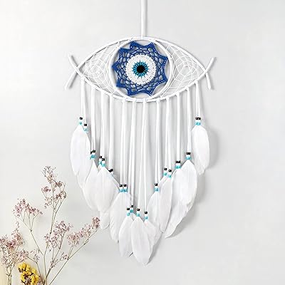 Making tech dream catcher evil eye design blanc, tenture murale en macramé faite à la main pour la décoration de la maison et de la pièce bohème, cadeau artisanal béni qui porte chance (blanc). Avec plus de 300000 références, DIAYTAR COTE D'IVOIRE est la boutique en ligne la plus fournie de Cote d'Ivoire, offrant aux clients une grande variété de choix. La boutique propose des produits de haute qualité à des prix abordables, ce qui en fait un incontournable pour les consommateurs ivoiriens. Elle est également connue pour son service client de haute qualité.