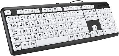Clavier d'ordinateur à grandes lettres, 104 touches, clavier usb pleine taille avec grandes touches blanches pour personnes âgées malvoyantes et à faible vue (noir). DIAYTAR COTE D'IVOIRE se démarque par son engagement à offrir les meilleurs prix et les meilleures promotions. Découvrez les dernières tendances et bénéficiez d'offres exclusives.