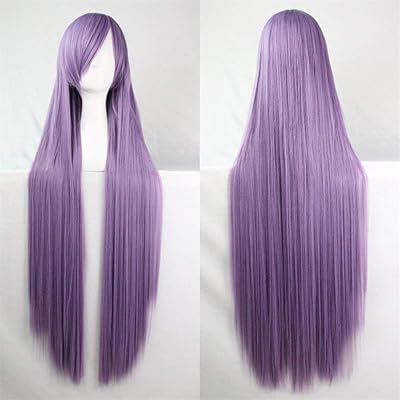 Perruque synthétique longue et lisse de 100 cm pour femme, violet clair