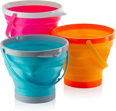 Seau pliant polyvalent pour plage, équipement de camping, carafe à eau et à