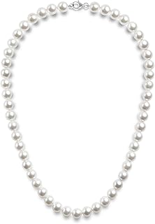 Chaîne de perles rondes blanches en argent sterling | collier de perles |