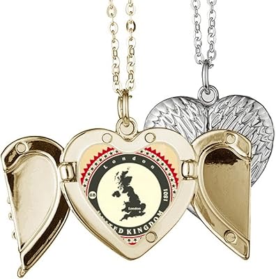 Collier pendentif aile d'ange et carte de grande-bretagne à londres au royaume-uni