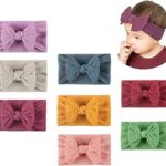 Beauty 8 pièces bandeaux pour bébé en nylon avec nœuds pour nouveau-nés, petites
