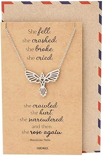Collier phoenix pour femme quan jewelry avec carte de citation de motivation, couleur