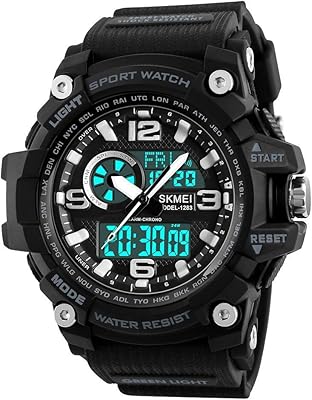 Skmei montre de sport numérique pour hommes étanche grand écran led chronomètre