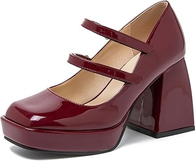 Chaussures mary jane à double bride et talon épais pour femme