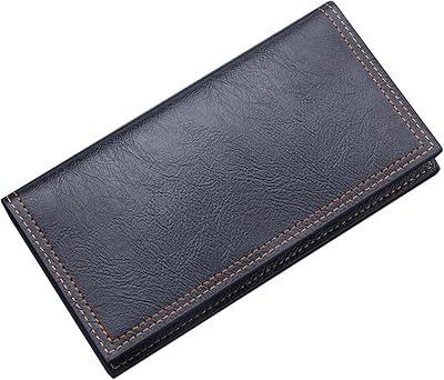 Portefeuille long à deux volets pour hommes, portefeuille avec couverture de chéquier, portefeuille