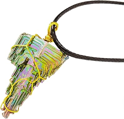 Collier de minerai de bismuth 5 pièces | pendentif en cristaux verts naturels