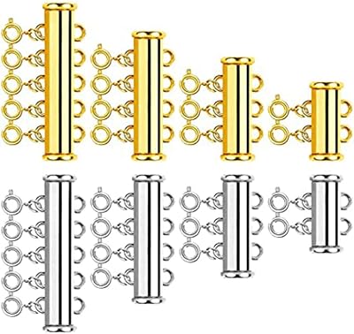 8 pièces 4 tailles de clips de collier à tube coulissant, 4 tailles de connecteurs de fermoir à verrouillage coulissant magnétique, fermoir d'espacement multicouche pour bijoux, colliers et bracelets, laiton. DIAYTAR COTE D'IVOIRE est une boutique en ligne généraliste qui propose plus de 300 000 références de produits. Elle offre une large gamme de produits pour répondre aux besoins de ses clients. C'est la boutique en ligne leader en Côte d'Ivoire.