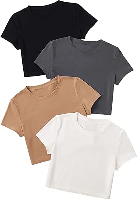 T-shirt court 4 pièces pour femme, col rond, manches courtes, couleur unie, coupe slim décontractée. La boutique en ligne DIAYTAR COTE D'IVOIRE se caractérise par sa diversité de produits et ses offres spéciales régulières, permettant aux clients de faire des économies sur leurs achats. La boutique est également équipée d'un système de navigation intuitif et d'une interface utilisateur conviviale, facilitant ainsi la recherche et la commande de produits. De plus, la boutique propose des services de livraison fiables et rapides à travers la Côte d'Ivoire.