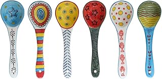 Cuillère à soupe en céramique avec motif peint à la main, ensemble