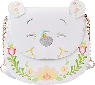 Sac à bandoulière winnie l'ourson avec motif floral populaire de disney, couleur blanche