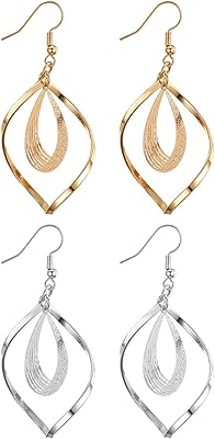 Boucles d'oreilles pendantes pour femmes, pendantes géométriques torsadées exquises en acier inoxydable