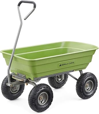 Brouette en acier robuste gorilla carts, capacité de 600 livres avec poignée droite