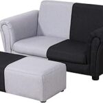 Canapé enfant de bwtg-canapé 2 places avec grand pouf-canapé tissu en lin-grand canapé