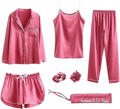 Ensemble pyjama 7 pièces pour femme composé d'élastiques à cheveux, d'extensions de cheveux
