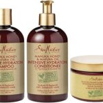 Shampooing, après-shampooing et masque shea moisture pour cheveux bouclés, miel de manuka