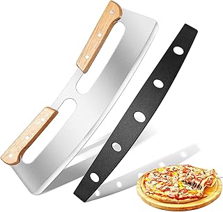Couteau à pizza à bascule sented moon, coupe-pizza en acier inoxydable avec couvercle