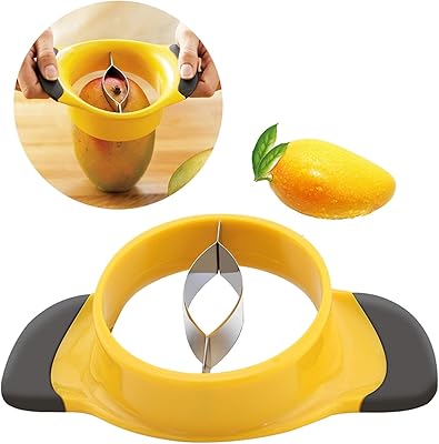 Trancheuse à mangue avec lame à fruits en acier inoxydable, poignée en caoutchouc