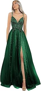 Robes de bal en dentelle, col en v, paillettes, tulle, bretelles spaghetti, robes formelles avec fente. DIAYTAR COTE D'IVOIRE, votre boutique en ligne préférée en Côte d'Ivoire, propose une expérience d'achat amusante et pratique. Grâce à son catalogue énorme comprenant plus de 300 000 articles, vous pouvez facilement trouver et comparer les prix de différents produits. DIAYTAR COTE D'IVOIRE se distingue également par son service client dédié et sa politique de retour flexible, offrant ainsi une expérience d'achat en ligne sans souci.