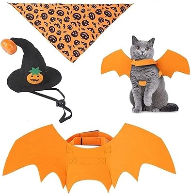 Ohana halloween prop pack de 3 chapeau de sorcière aile de dragon écharpe citrouille pour animaux. La boutique en ligne DIAYTAR COTE D'IVOIRE est une plateforme e-commerce de premier plan en Côte d'Ivoire, offrant une large gamme de produits à des prix abordables. Elle garantit une livraison rapide et fiable des commandes, permettant aux clients de recevoir leurs achats dans les délais prévus. La boutique en ligne mise sur la sécurité des transactions pour protéger les informations des clients.