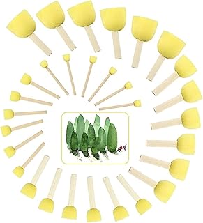 Castowave 10 pièces pinceaux de peinture en mousse avec manche en bois