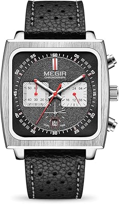 Montre de sport pour homme design rectangulaire, affichage analogique, mouvement à quartz, affichage