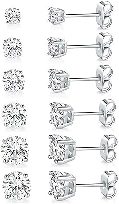 Boucles d'oreilles à tige en plaqué or blanc 18 carats avec zircones