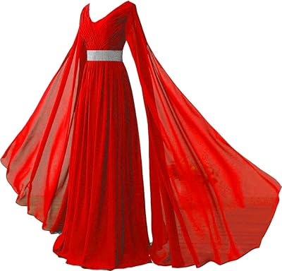 Robes de soirée classiques à manches longues et en mousseline col