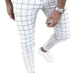 Pantalon formel décontracté et long à carreaux, coupe ajustée, extensible et moderne, adapté