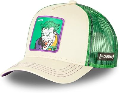 Casquette trucker joker dc batman beige vert