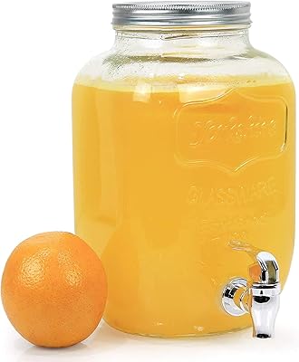 Distributeur de boissons en verre avec bec anti-fuite, 1 gallon, transparent
