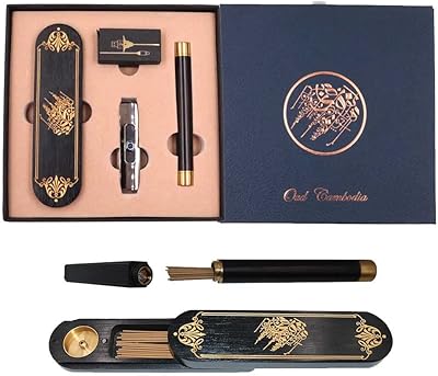 Encens posidine - coffret cadeau de luxe cambodge oud, porte-encens, 40 bâtons d'encens