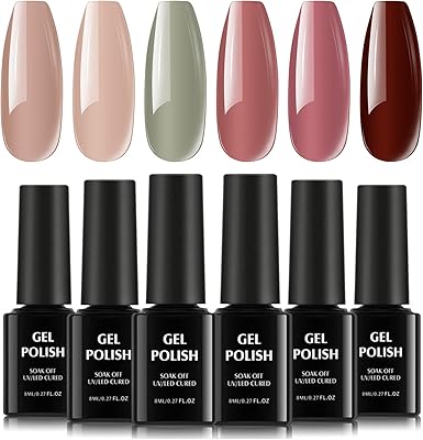 Ensemble de vernis à ongles gel tomika, 6 couleurs chair, rouge, rose