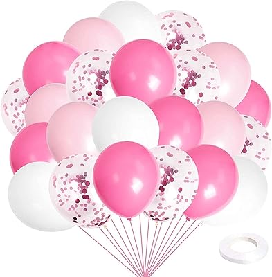 Kit de ballons de fête - 24 ballons en latex rose vif, rose