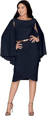 Koh koh mini-robe à manches longues et col rond pour femme avec ceinture